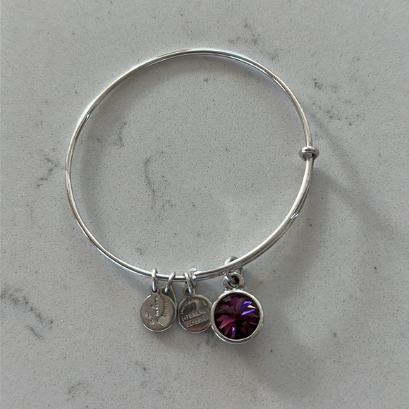 Alex and Ani Birthstone 5 bangles bracelets silver pink diamond rhinestone blue - Picture 8 of 14